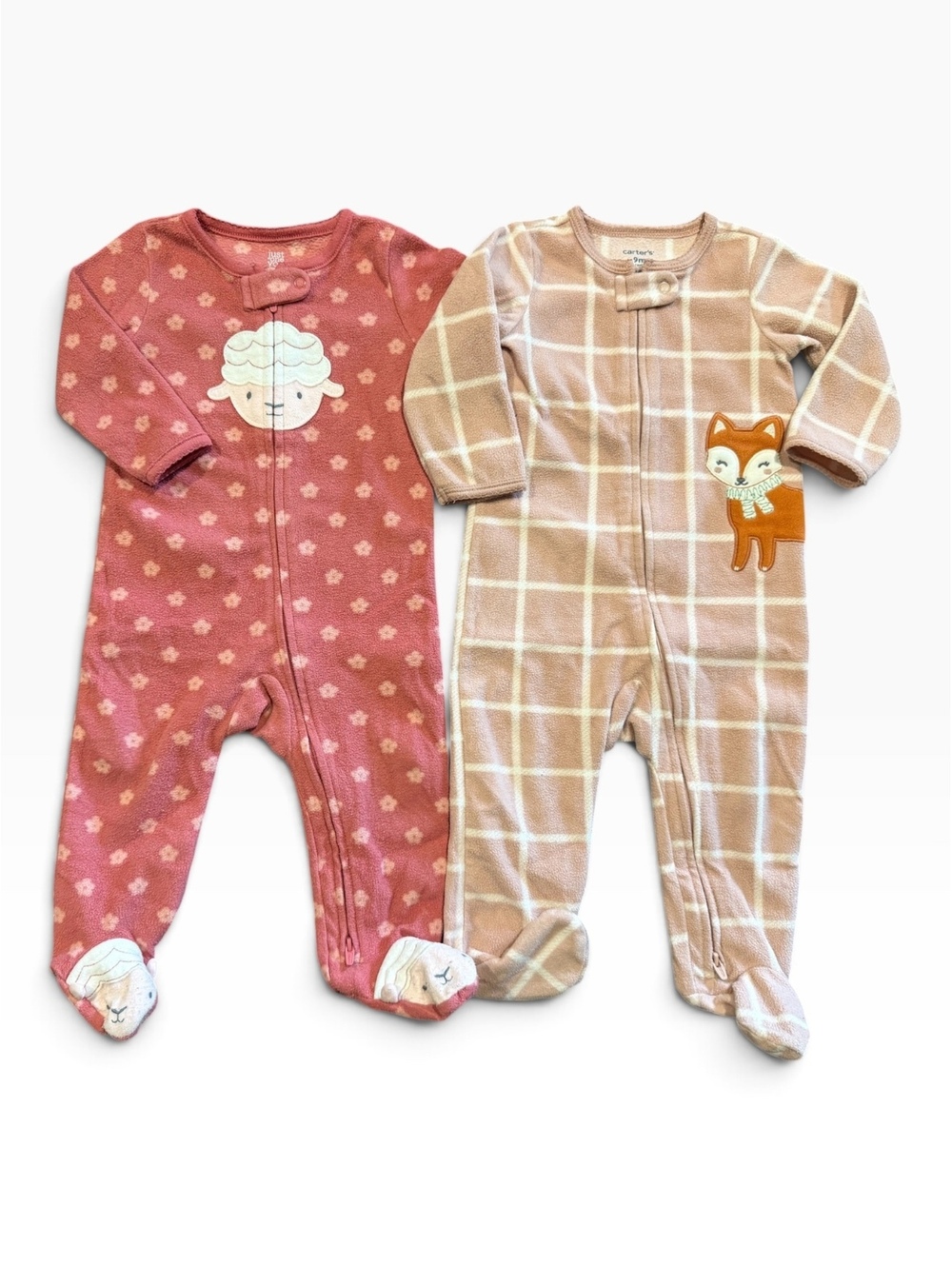 Carter's Baby Girls' 9 Months Fleece Footed Pajamas Set, 2 Pack